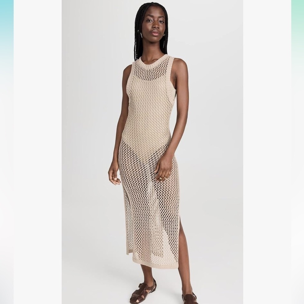 NWT Altar’d State Open Back Crochet Metallic Midi Dress